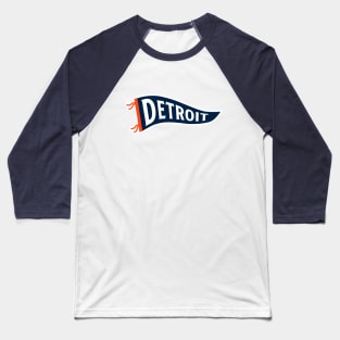 Detroit Pennant - White Baseball T-Shirt